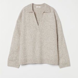 H&M Light beige melange collared sweater